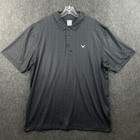 Callaway Polo Shirt Men's Extra Large Black All Over Opti-Dri Golf Swing Tech - Picture 1 of 8
